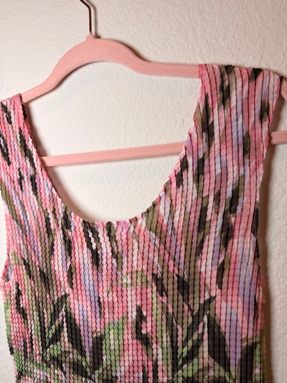Fairycore Y2K Textured Floral Tank Top Nicola Pink Green Ethereal Garden Top‎ M - Picture 5 of 8